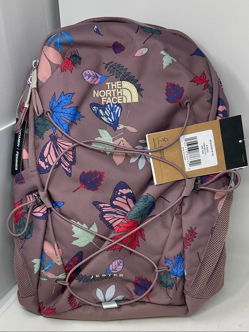 The North Face Jester Backpack in Fawn Grey Multicolor Butterfly & Leaf Print